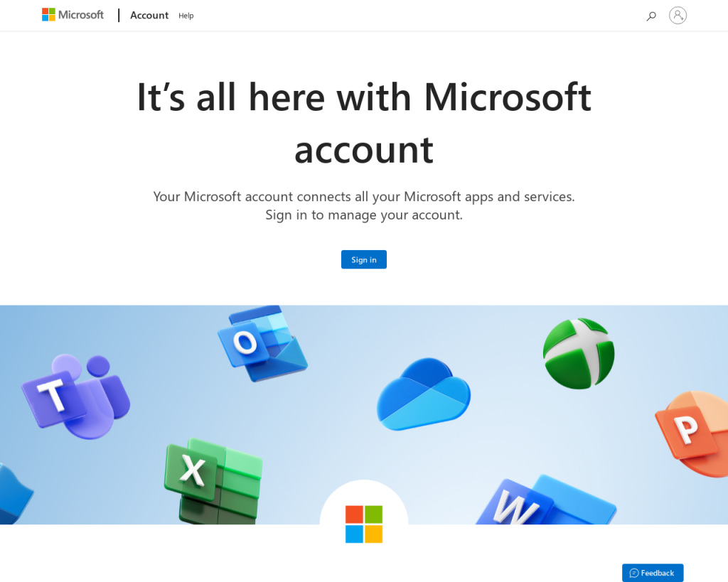 Screenshot of account.microsoft.com