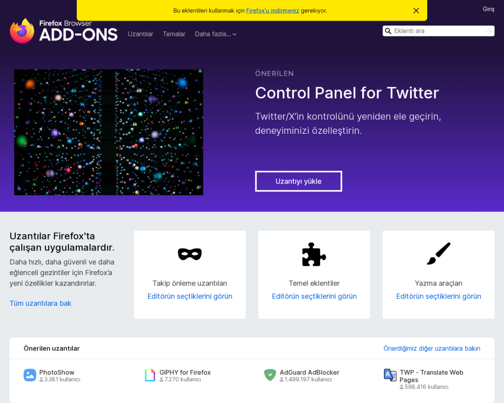 Screenshot of addons.mozilla.org