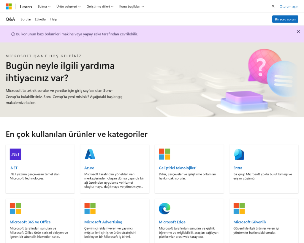 Screenshot of answers.microsoft.com