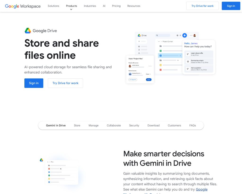 Screenshot of drive.google.com