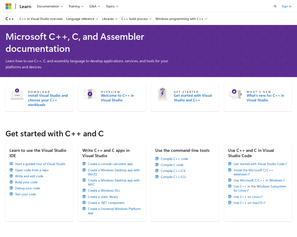 Screenshot of learn.microsoft.com