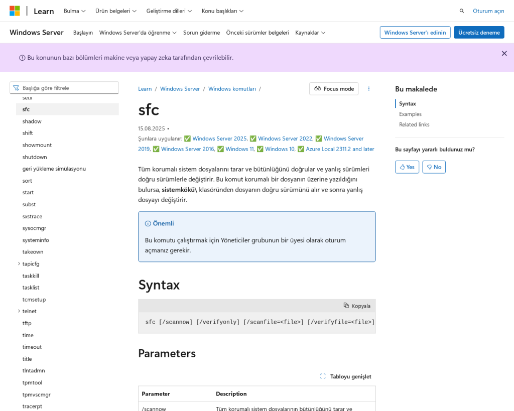 Screenshot of learn.microsoft.com