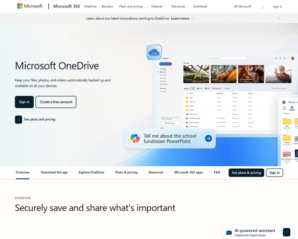 Screenshot of onedrive.live.com