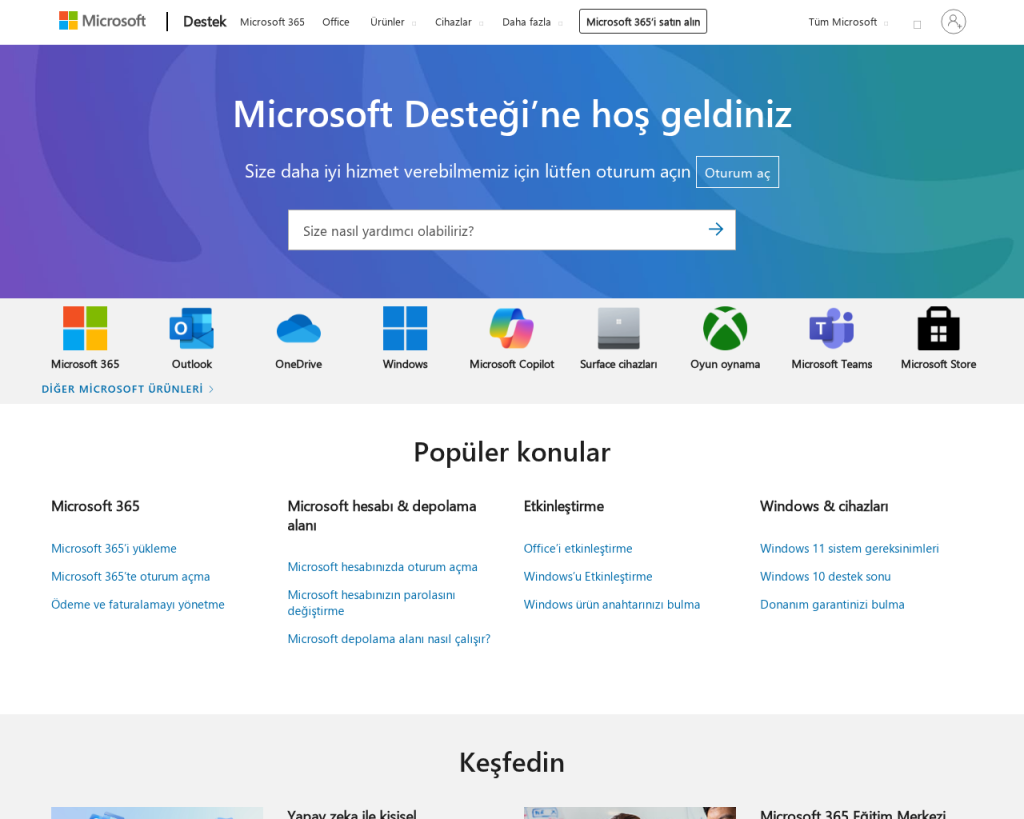 Screenshot of support.microsoft.com
