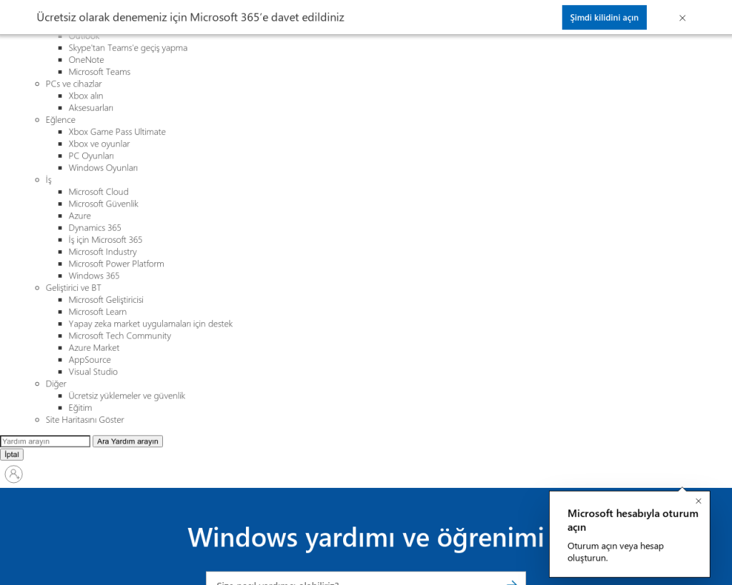 Screenshot of support.microsoft.com