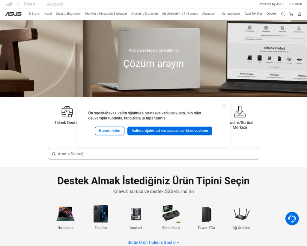 Screenshot of www.asus.com