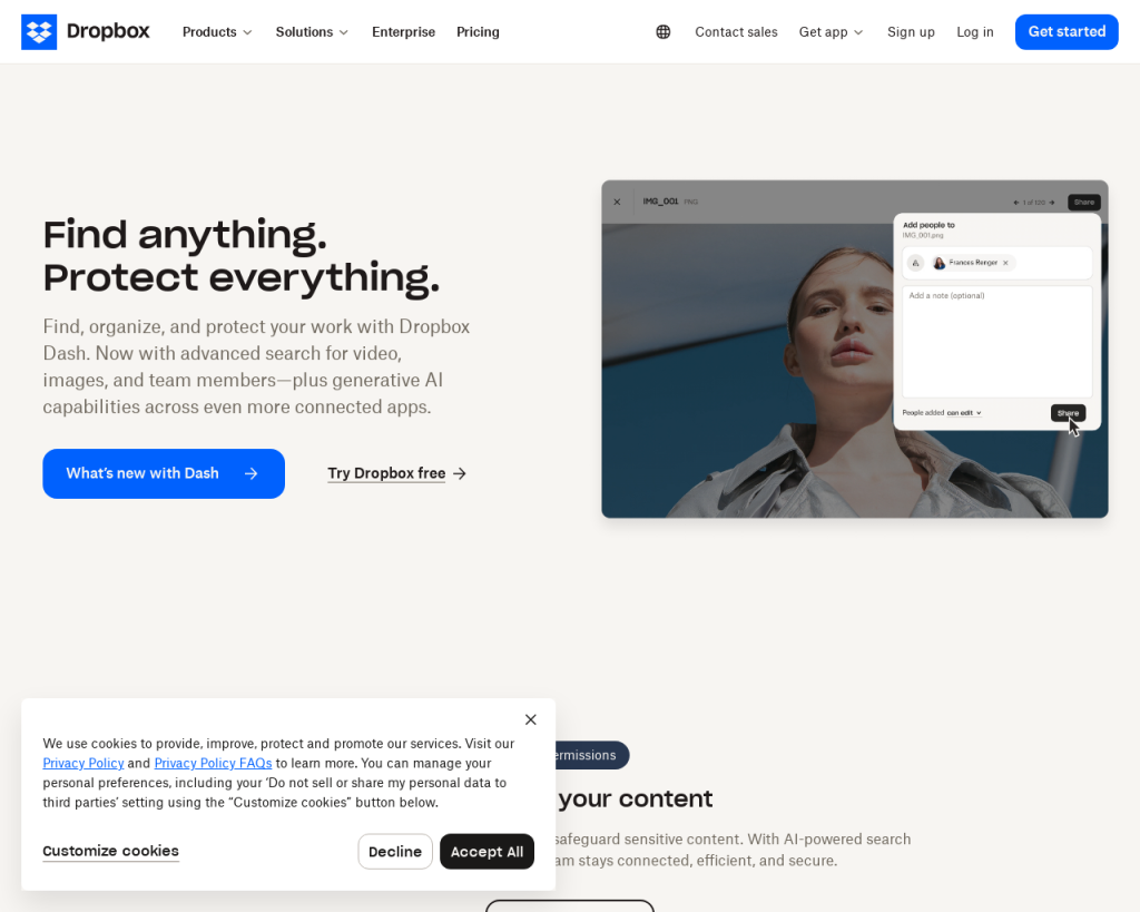 Screenshot of www.dropbox.com