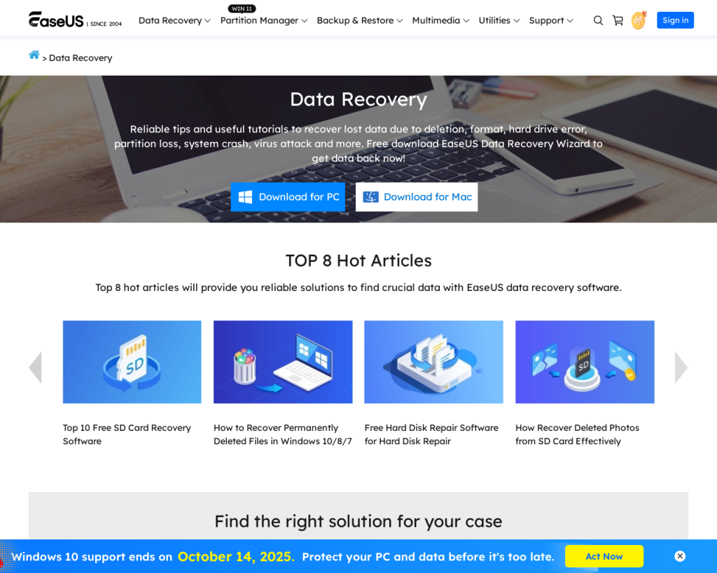 Screenshot of www.easeus.com