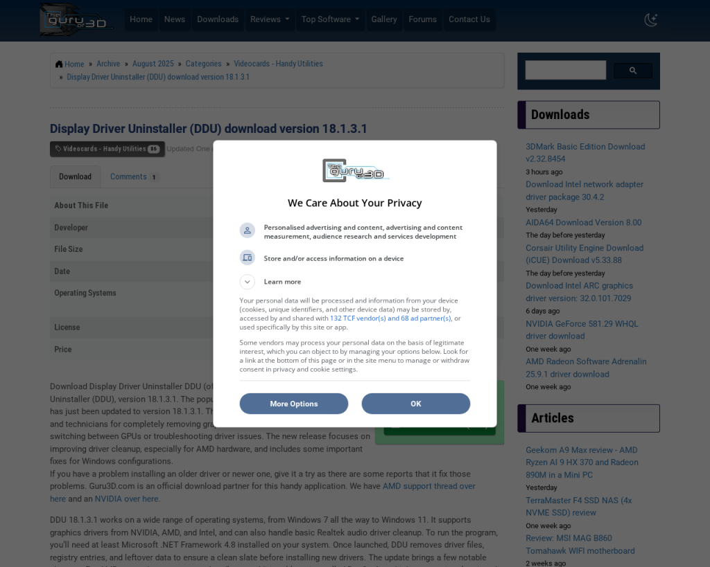 Screenshot of www.guru3d.com