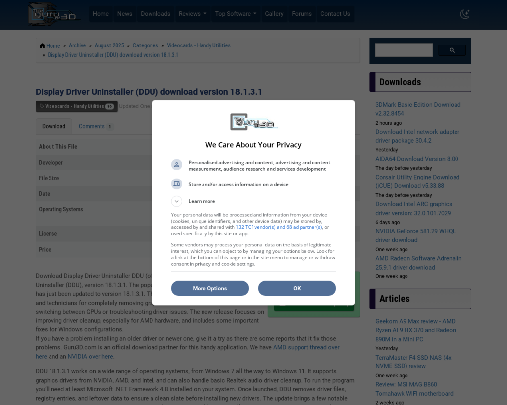 Screenshot of www.guru3d.com