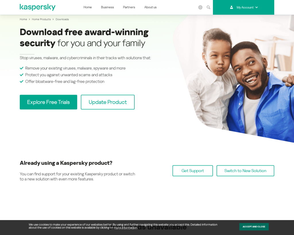 Screenshot of www.kaspersky.com