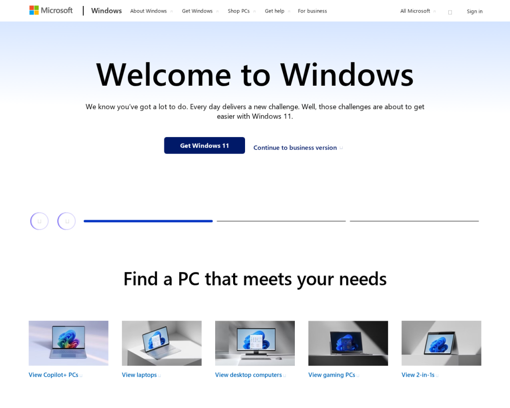 Screenshot of www.microsoft.com