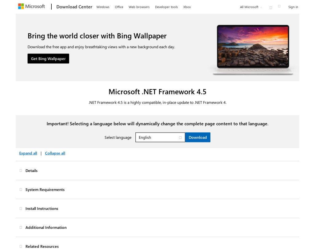 Screenshot of www.microsoft.com