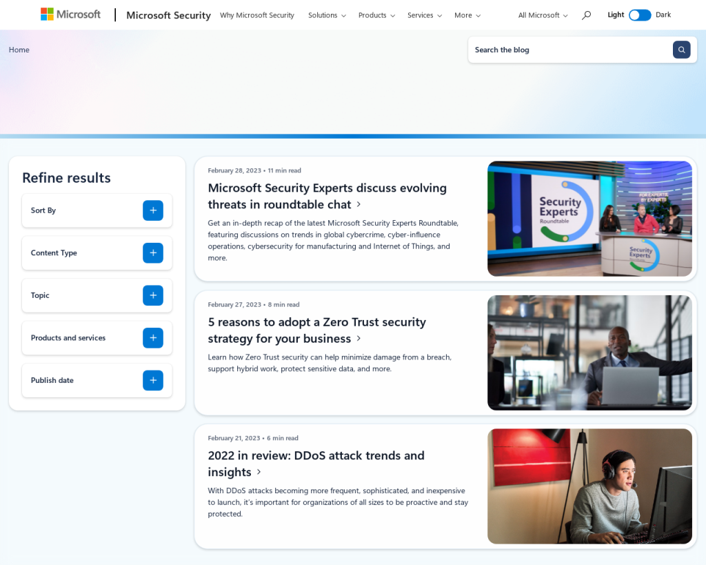 Screenshot of www.microsoft.com