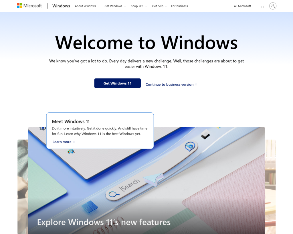 Screenshot of www.microsoft.com