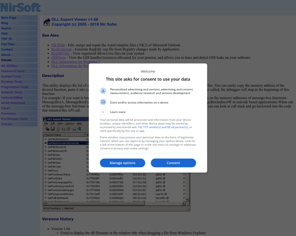 Screenshot of www.nirsoft.net