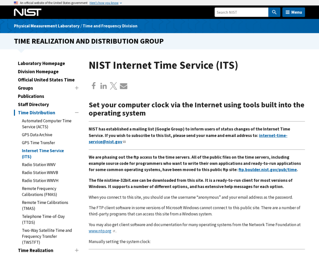 Screenshot of www.nist.gov