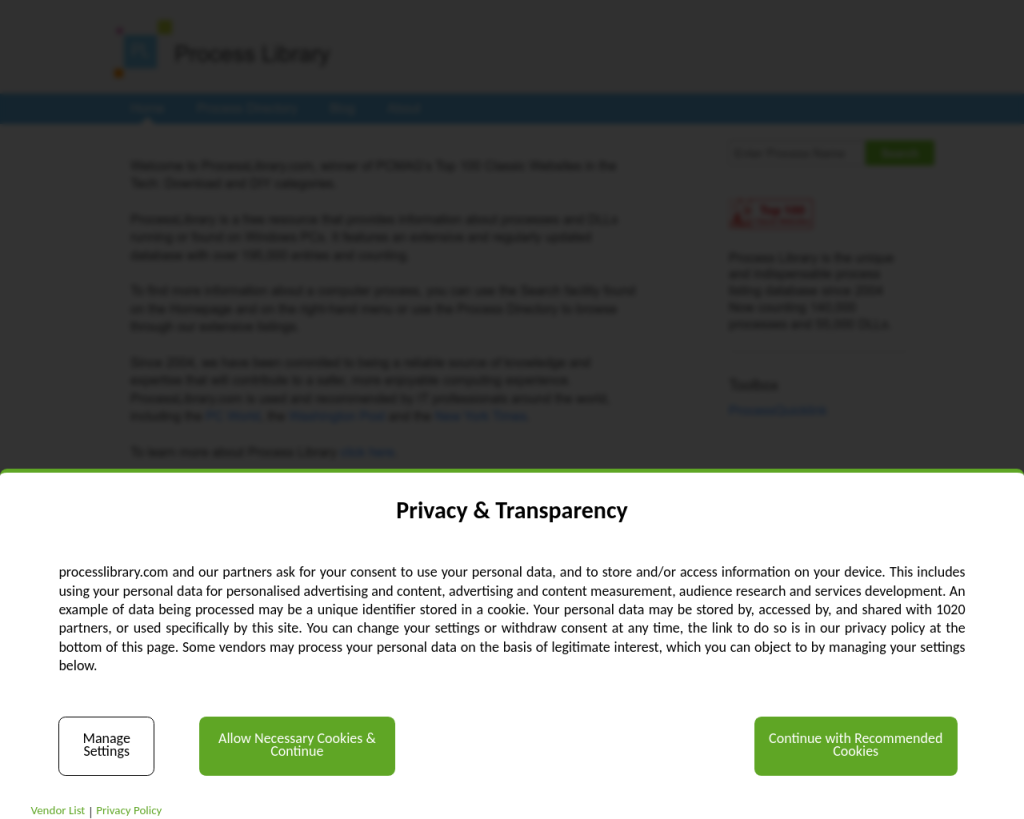 Screenshot of www.processlibrary.com
