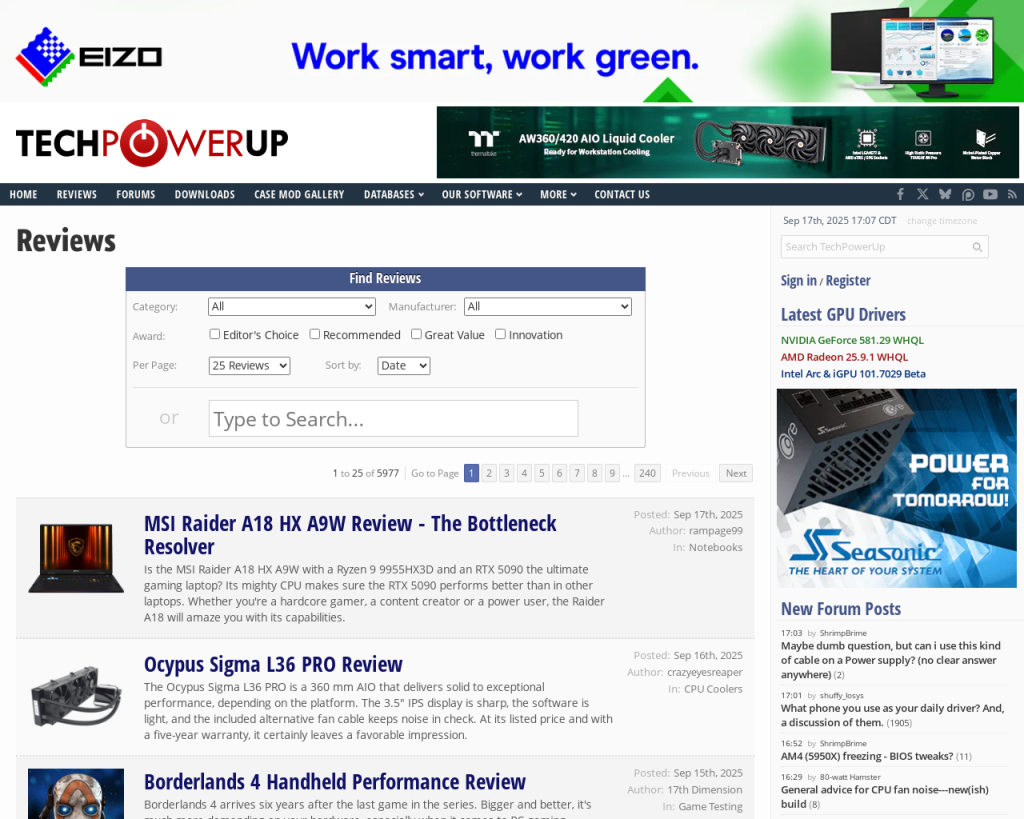 Screenshot of www.techpowerup.com