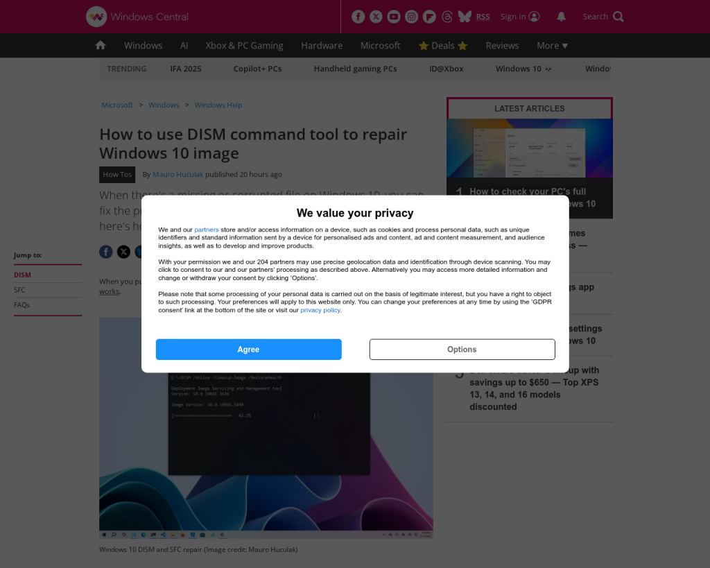 Screenshot of www.windowscentral.com